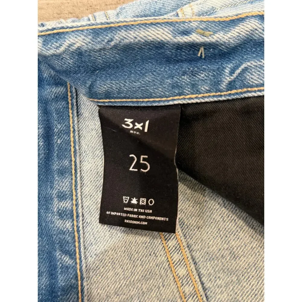 3x1 NYC Denim Shorts Womens 25 Blue Jean Distressed Raw Hem Button Fly